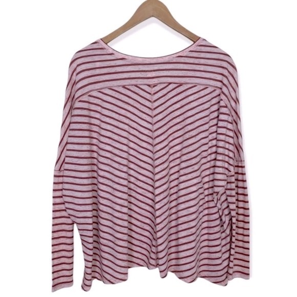 Free People Pandoras Box Striped Tee Small Red Pink Oversized Boxy - Picture 5 of 12
